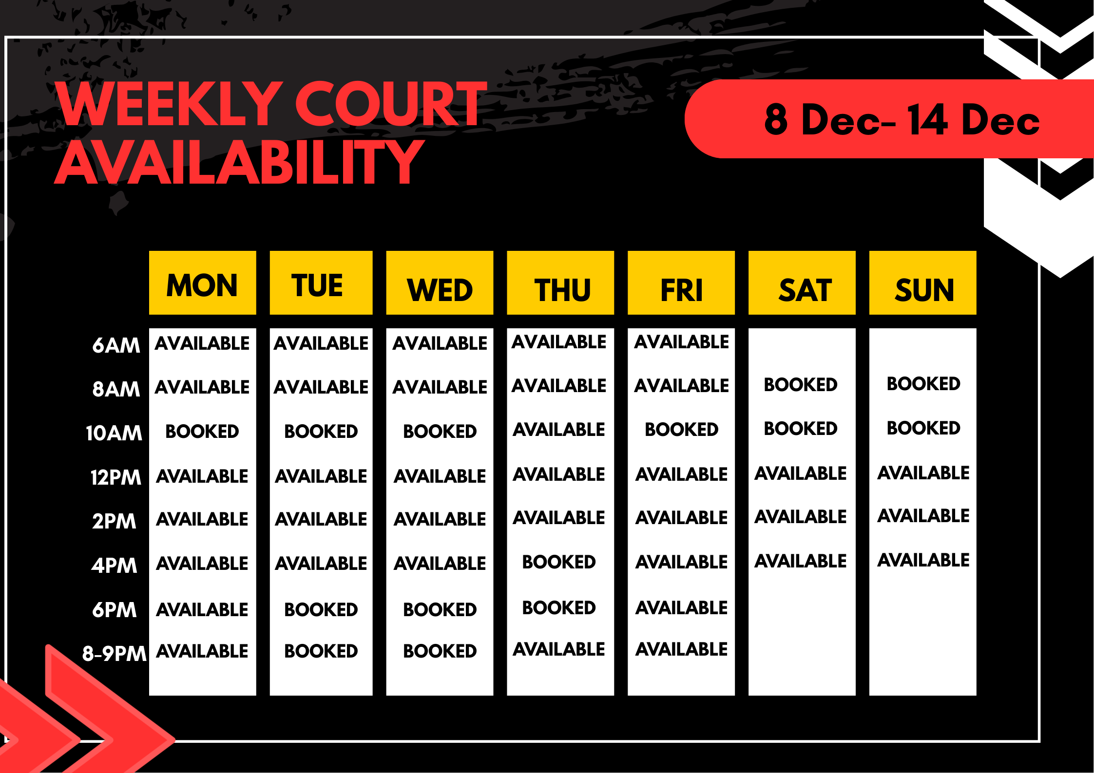 Weekly Court Availability